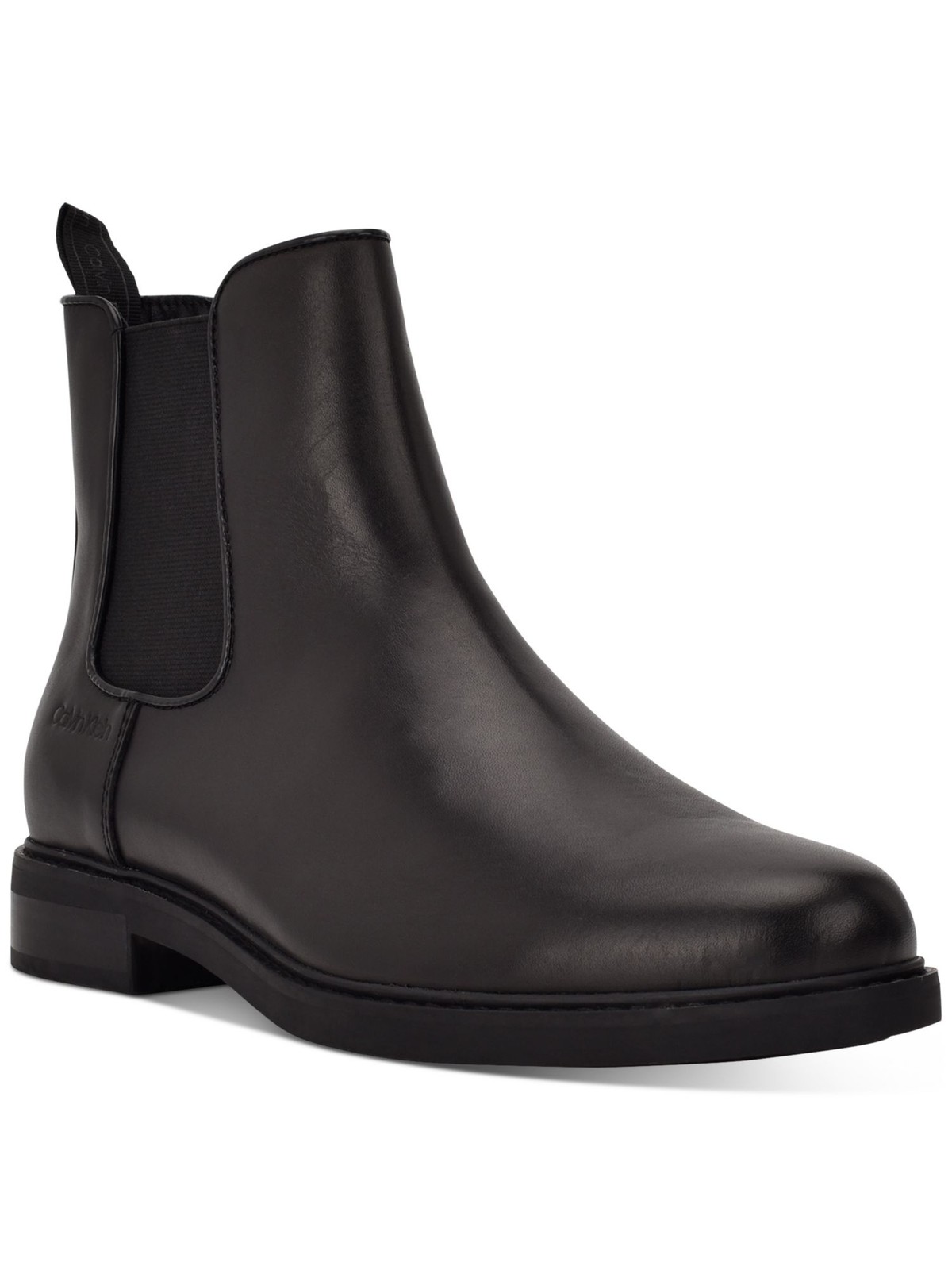 Calvin Klein Mens Black Fenwick Chelsea Boots with Block Heel Size 7.5