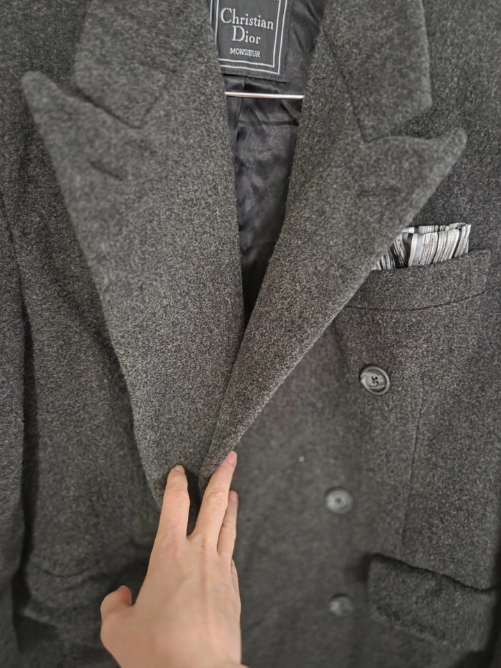 Vintage Christian Dior Monsieur double-breasted wool overcoat Size M - Image 3 of 4