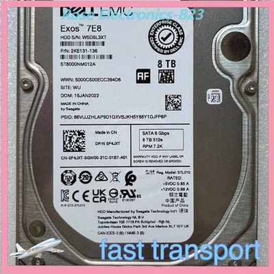 F4JXT 0F4JXT DELL EMC 8TB 7.2K SATA 3.5'' 6Gb/s HDD 14/15/16G KIT new