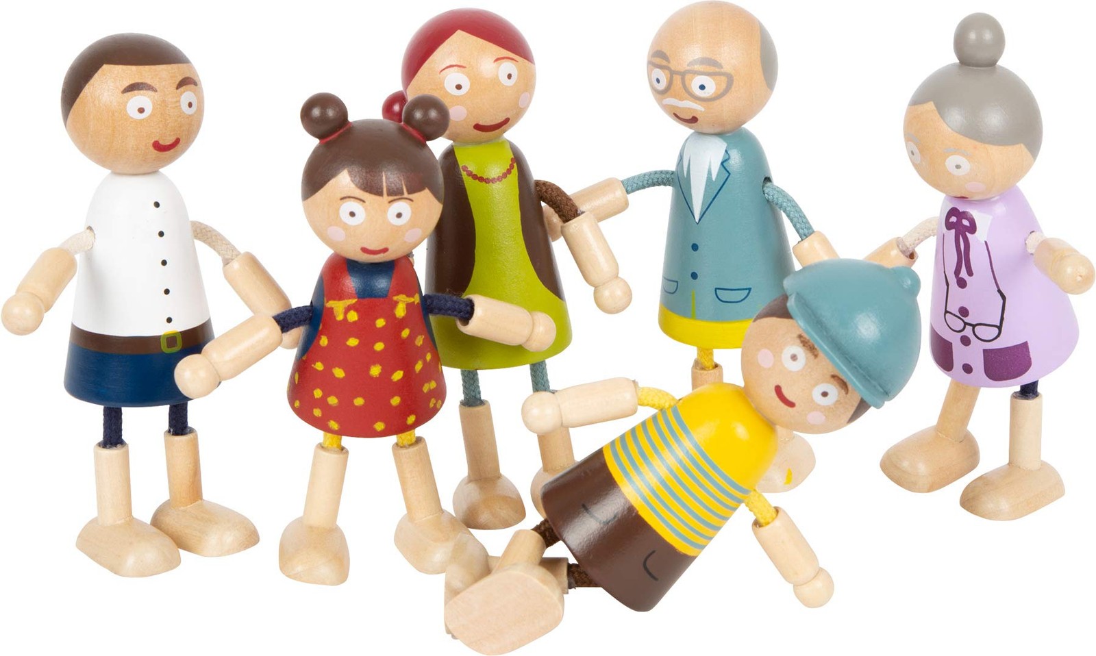 Small Foot Wooden Bending Family 6 Dolls Detailed Flexible and Durable from 3 Ye 8890₽