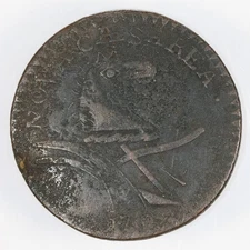 1787 New Jersey Copper - Double Coulter, M-Shaped Ears - Maris 6-D (R-2)