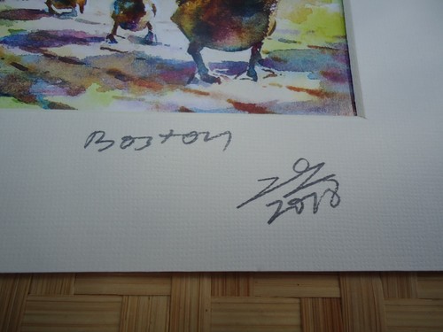 Ducklings Public Garden Boston Art Print Matted Signed Whimsical Nature Colorful - Picture 4 of 7