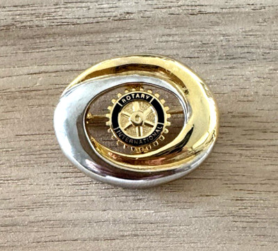Rare Vintage Rotary International 2-Tone Gold Silver Metal Logo Brooch 1.25''