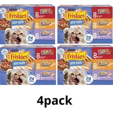 4PK Purina Friskies Shreds in Gravy Variety Wet Cat Food, 5.5 oz, 24 Cans