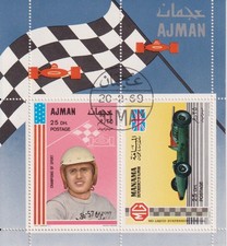 Timbres sur les Automobiles - Feuillet de timbres de Ajman - TBE