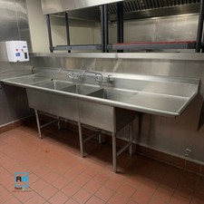 90" 3-Compartment Sink w/ Dual Drainboards, Used Reconditioned