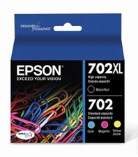 Epson Genuine 702XL Black 702 CMY Ink 2027 Sealed Cartridges No Box
