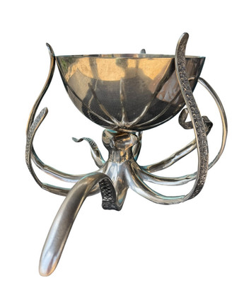 Culinary Concepts Large Metal Octopus Bowl & Tentacle Stand Drinks Cooler Bowl