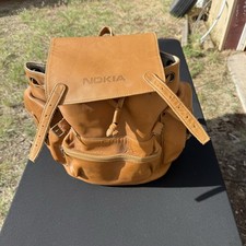 Vintage Nokia Leather Backpack Rucksack — Ellington Style — Tan Brown Y2K Promo
