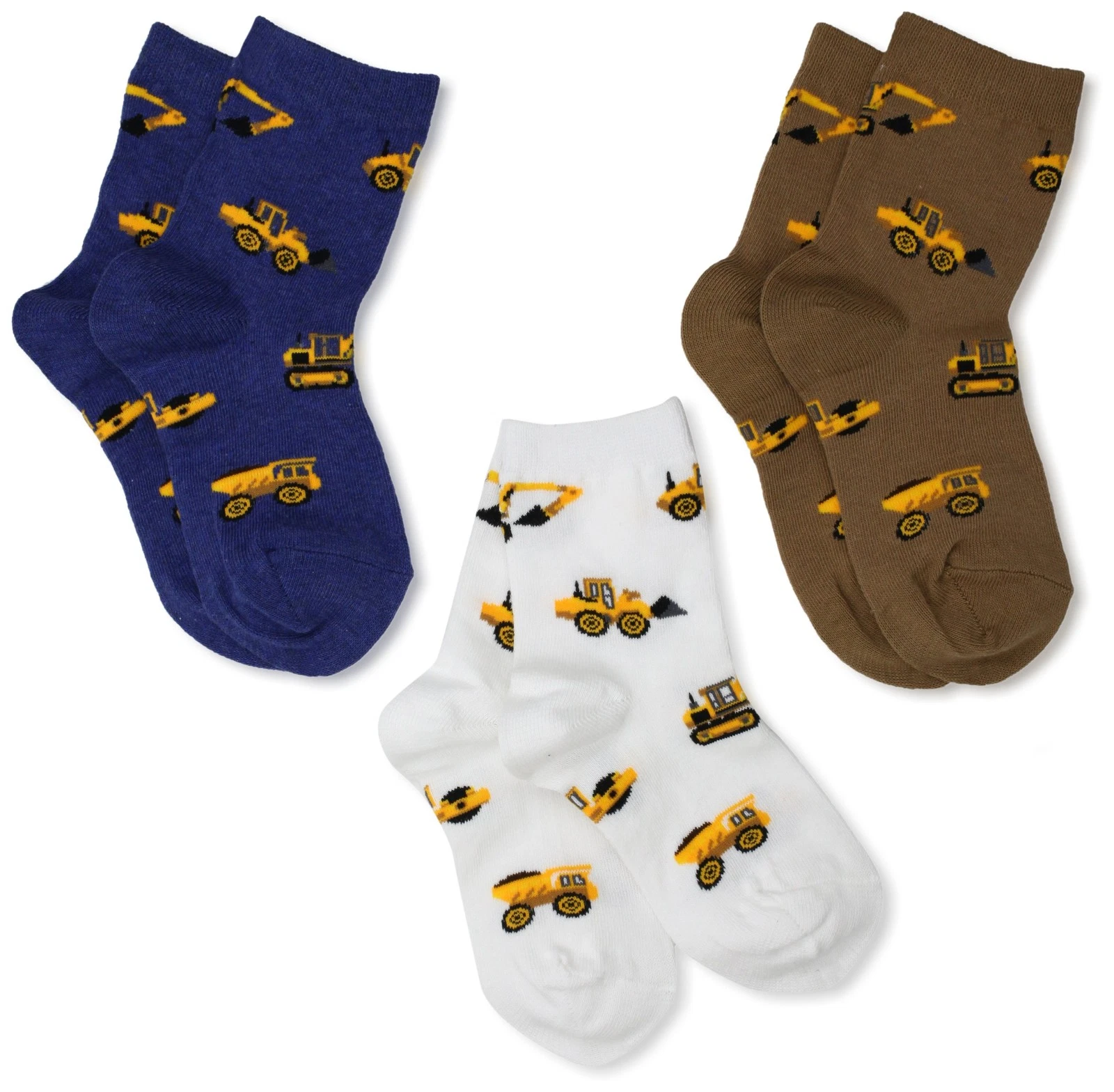 Little Boys' Construction Triple Treat Socks 3 Pair Pack Putty Toddler