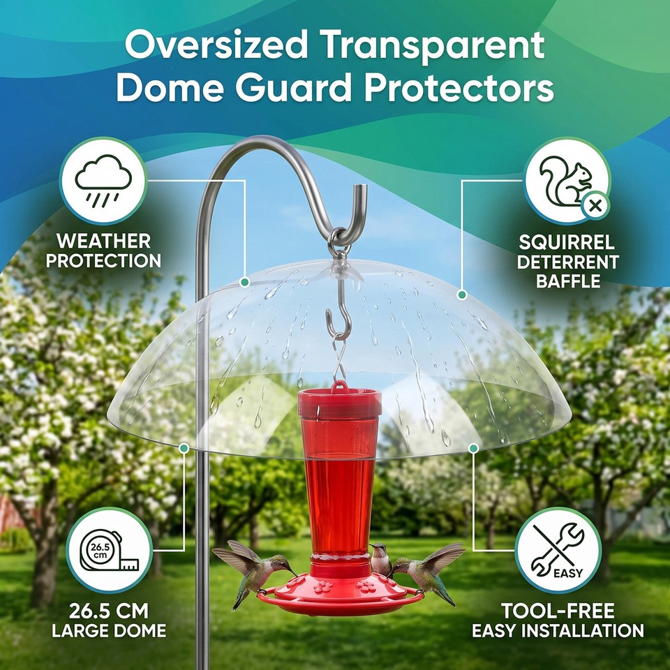 Squirrel Proof Bird Feeder Dome Guard Transparent Hummingbird Feeder