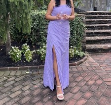 Azazie Bridesmaid Dress Formal Wedding Guest Light Purple Burnout Floral