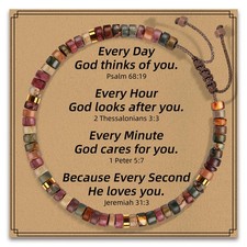 Christian Bracelet Gifts for Women: Natural Red Creek Jasper Stone Bracelet Birt