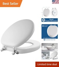 Ultimate Comfort Round Toilet Seat, Soft Padded Vinyl & Chrome Hinges, USA Made