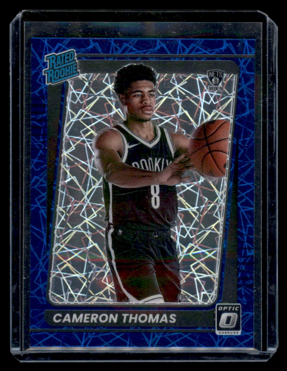 2021-22 Donruss Optic 153 Cameron Thomas Rookie RC Blue Velocity Brooklyn Nets