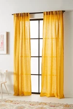 New Anthropologie Stitched Linen Curtain Panel 127x274cm