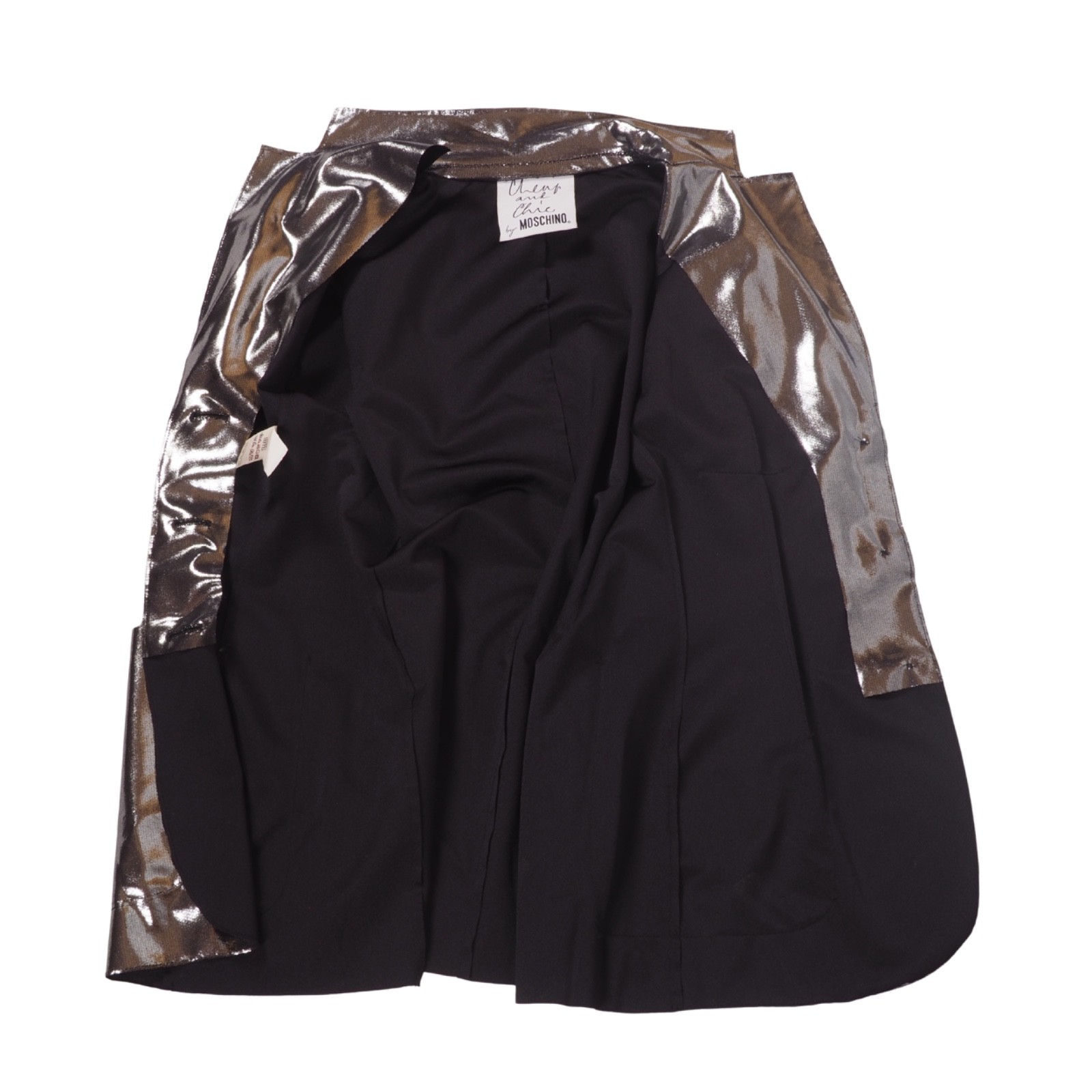 Moschino Cheap & Chic Vintage Women's Silver Metallic Disco Blazer Skirt Suit image 10