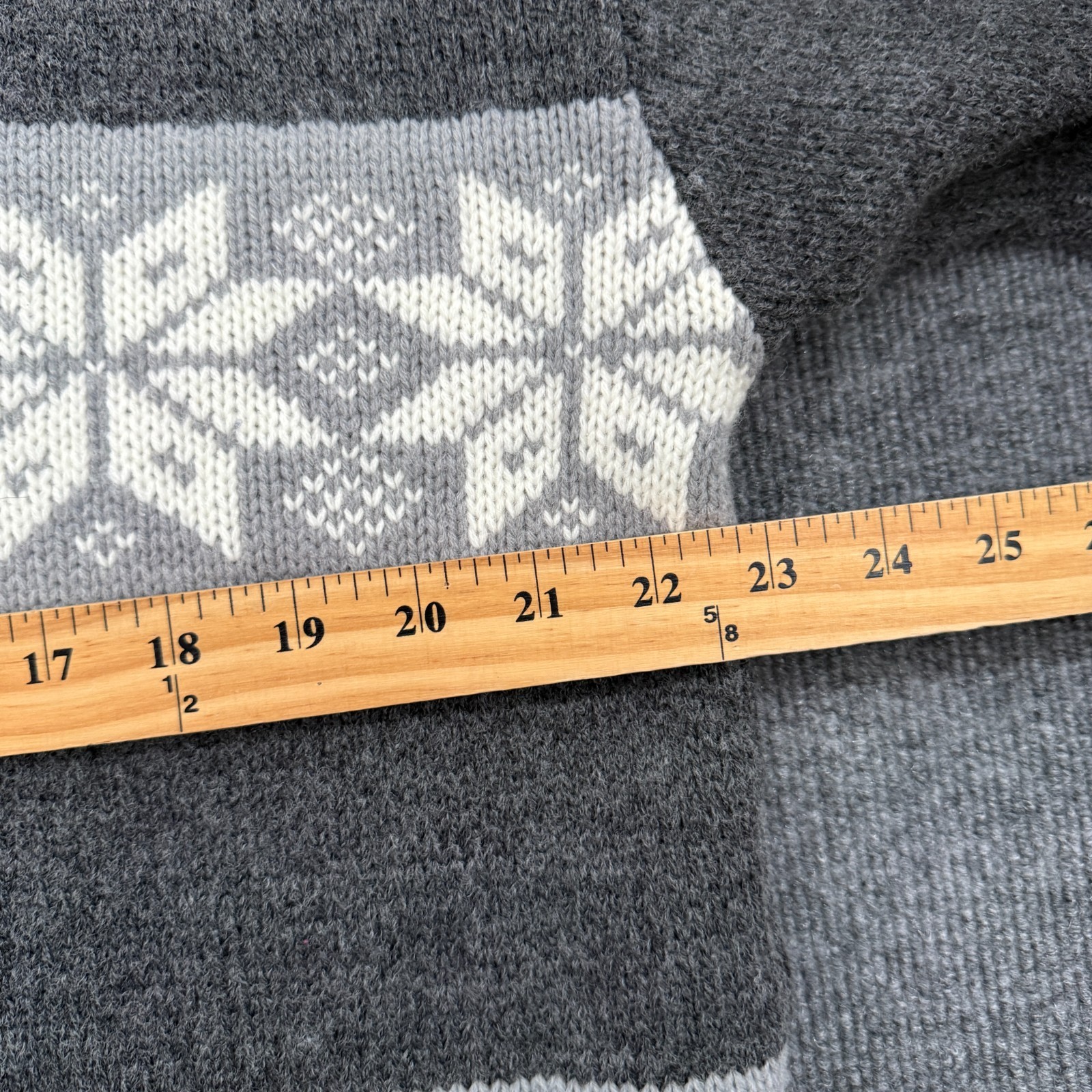 Vtg Benetton USA Sweater Womens XL Gray Snowflake Fair Isle Oversized Wool Blend image 8