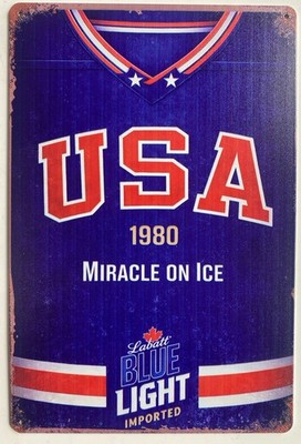 Labatt Blue Light Beer USA Olympic Hockey Sign - Miracle On Ice - 1980