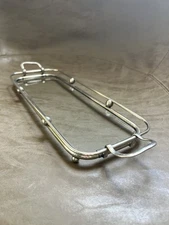 Vintage Art Deco Silver Glass Vanity Tray Perfume Holder 