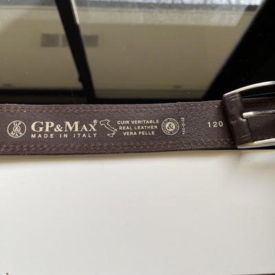 GP & Max Leather Belt Vera Pelle Size 120 Brown Leather Made In Italy