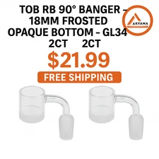 TOB RB 90° BANGER – 18MM FROSTED OPAQUE BOTTOM – GL34 – 2CT + FREE SHIPPING