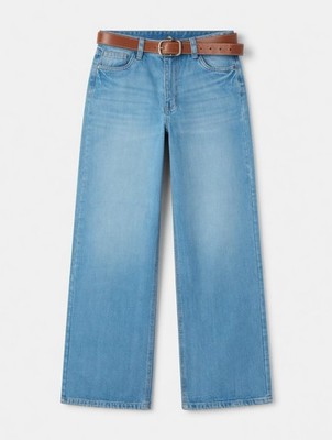 Chika s Women s Palazzo Light Wash Blue Cotton Denim Jeans w/ Belt Pockets
