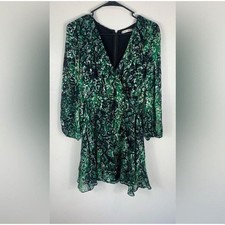 Alice + Olivia Rita Blouson Green Snakeskin Dress Sz 4 (NO CHOCKER INCLUDED)