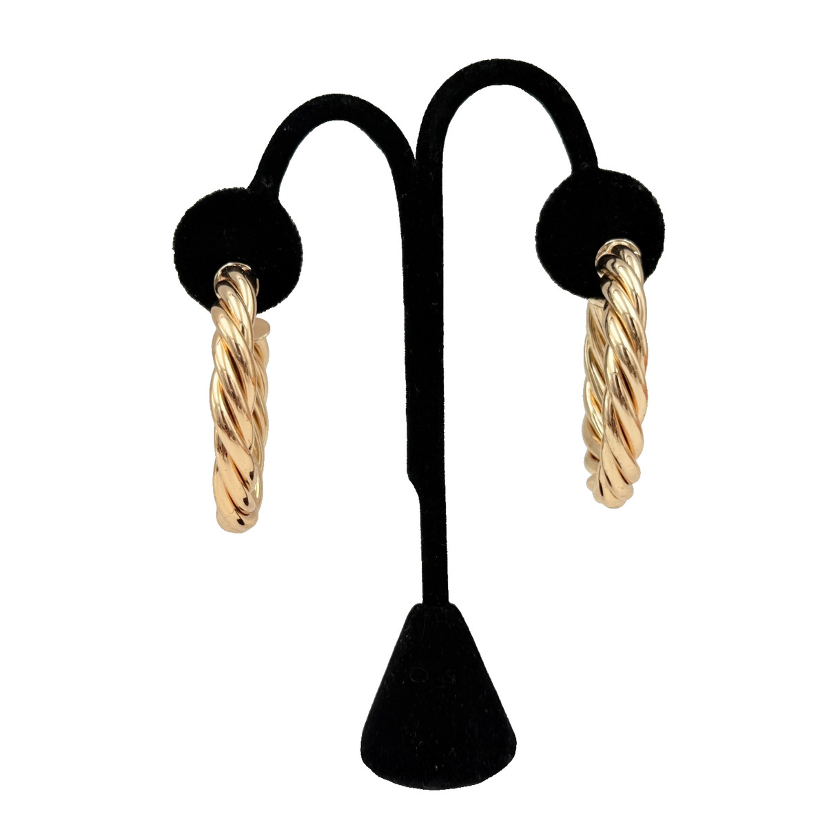 Fabulous Gold Plated Twisted Chunky Hoop Post Earrings View 3