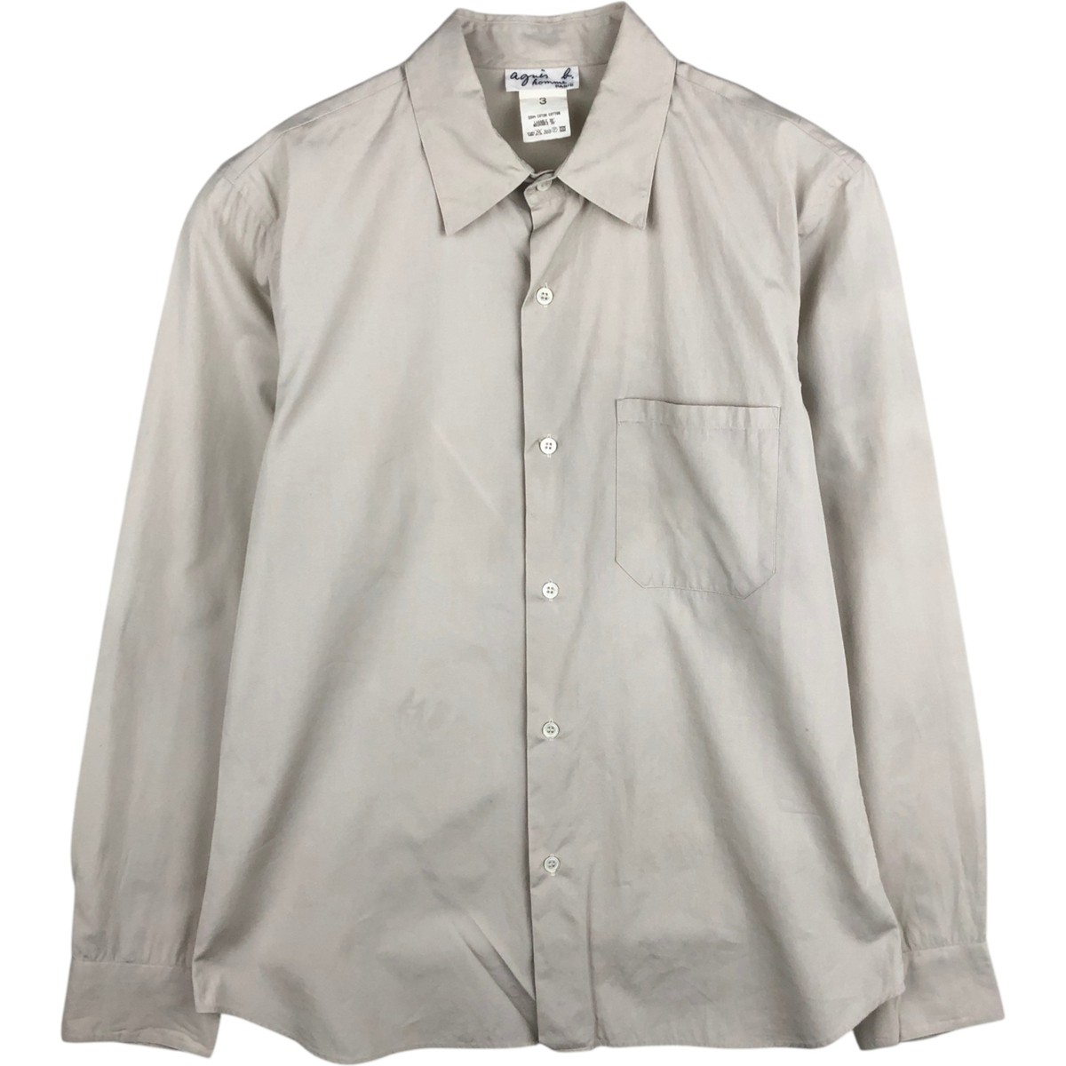 トップス Old agnes b. homme Graphic Long Sleeve Vintage Agnes b. Paris long-sleeved cotton shirt men's size XL