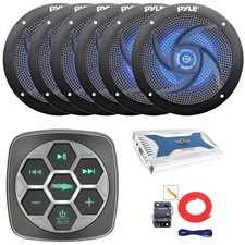 Metra 3-Zone Marine with Controller, 6x 5.25" 180W Blue LED Speakers, Amp, Kit