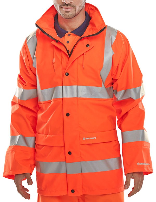 Beeswift Hi-Vis Breathable Pu Jacket Orange Size XXXL
