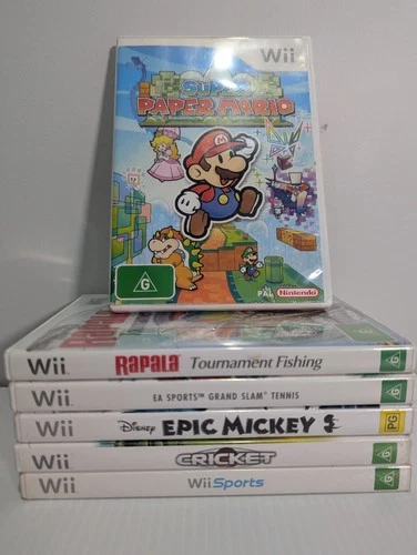 Wii Game Bundle Super Paper Mario + 5 More Games
