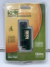New Celestron Kids 60x-120x Magnification Pocket Microscope Green 44116
