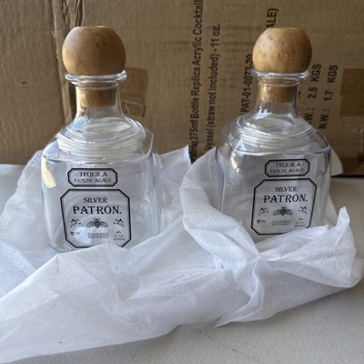 2 Plastic Patron Tequila Bottle Drinking Cups 