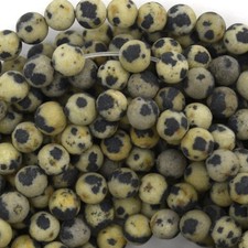 Matte Dalmatian Jasper Round Beads Gemstone 15" Strand 4mm 6mm 8mm 10mm 12mm