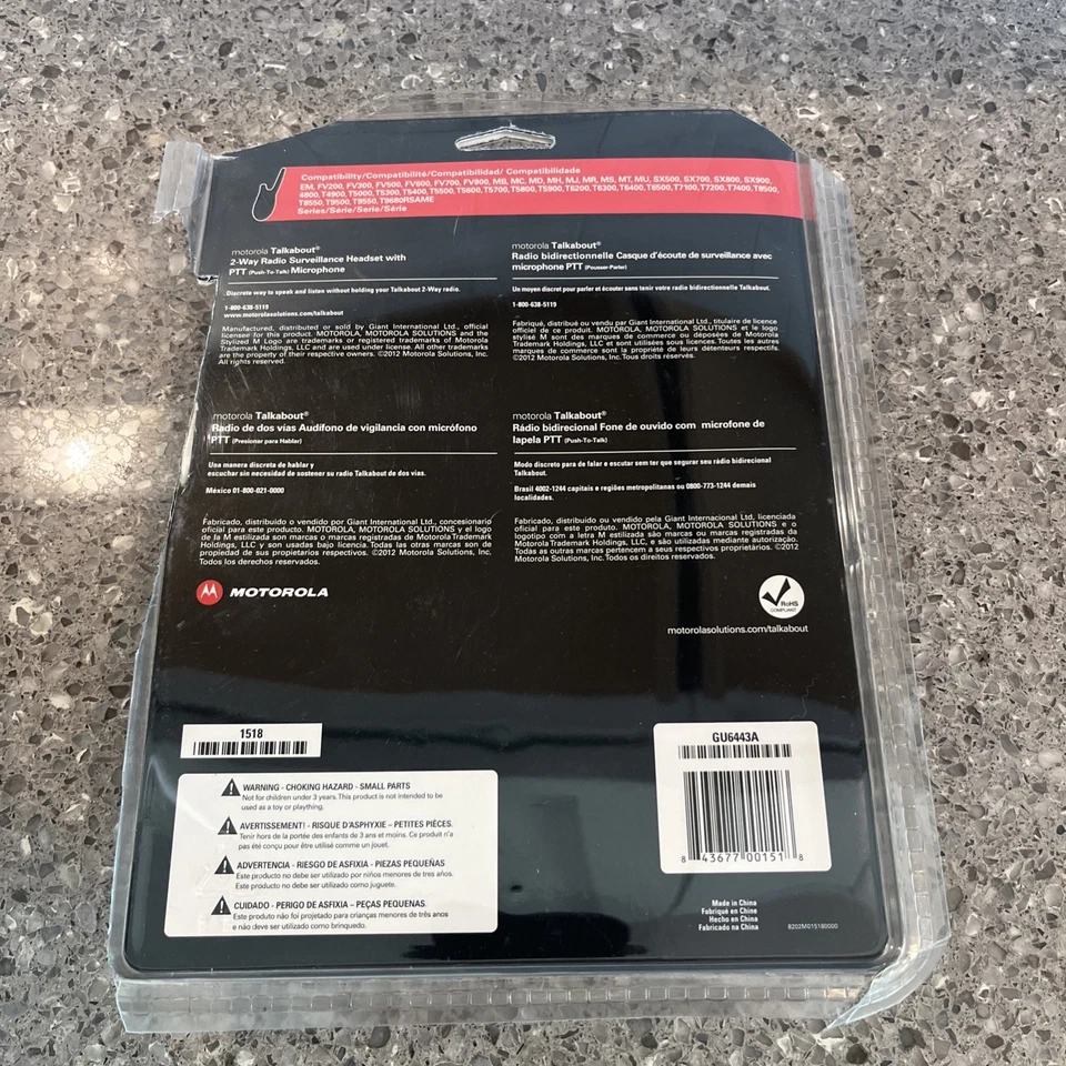 Motorola 1518 Talkabout Walkie Talkie Acoustic Tube Security Earbud Headset NEW! - Image 3 of 4