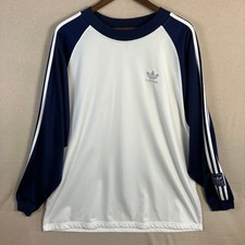 Vintage Y2K Adidas Originals Trefoil Long Sleeve Shirt Men's Size XL White Navy