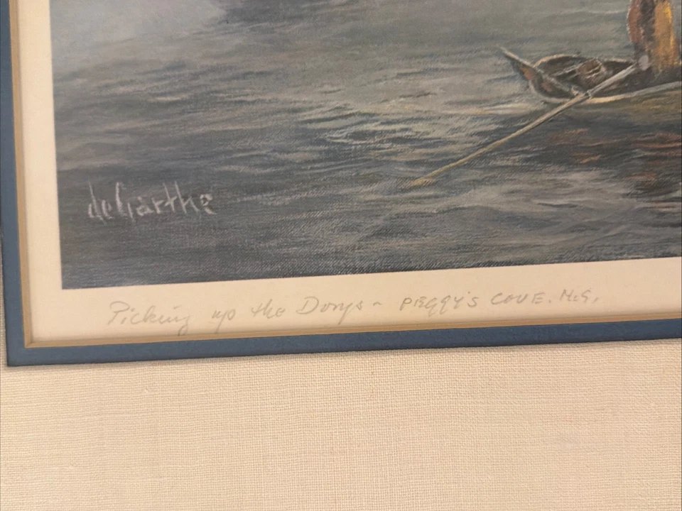 Litografía firmada por William E. deGarthe Picking Up The Dorys - Peggy's Cove Foto 3 de 4
