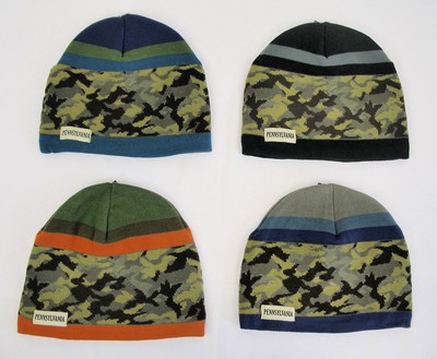 Knit Toboggan Camo Fleece Lined Beanie 