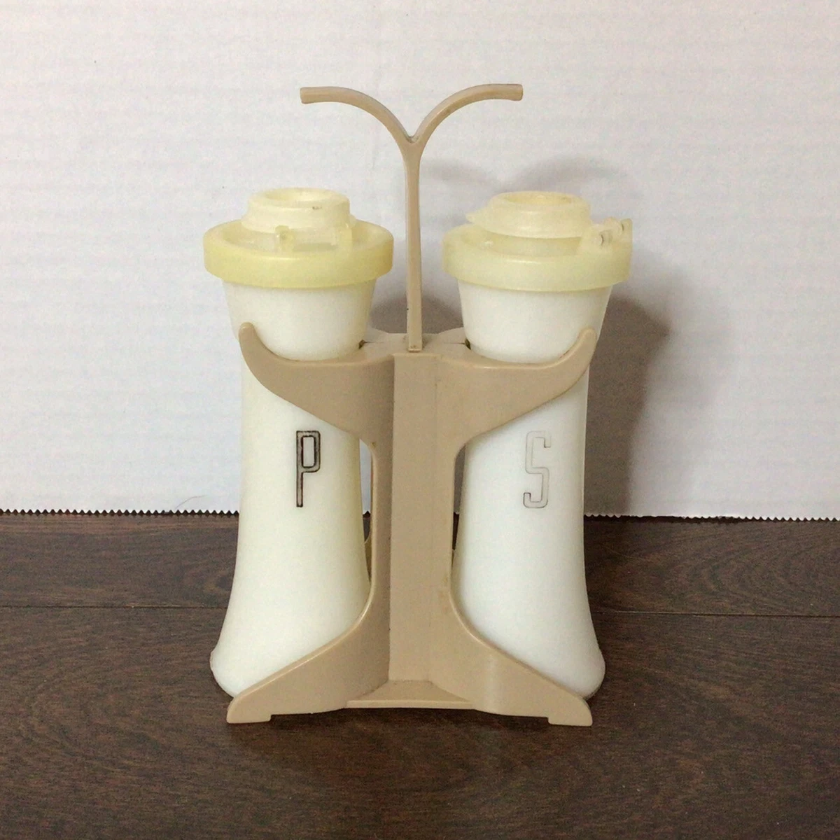 Vintage Tupperware Salt and Pepper Shaker Set with Stand Holder eBay