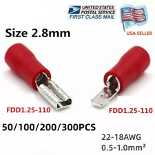 50-300pcs 2.8mm Spade Terminals Female Male Pre-Insulated Wire Crimp Connectors