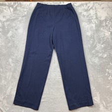 VGT CHICOS Design Navy Blue Trousers Wide Leg Side Zip Pants SZ 2 Back Pocket