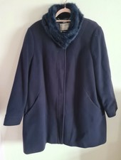 Jacques Vert Jacket Coat Navy Size 20 Wool Cashmere Classic Winter