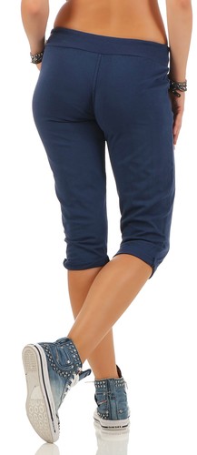 Damen Sweatpants kurz einfarbig Jogginghose Freizeit Capri 83701 - Bild 24 von 36
