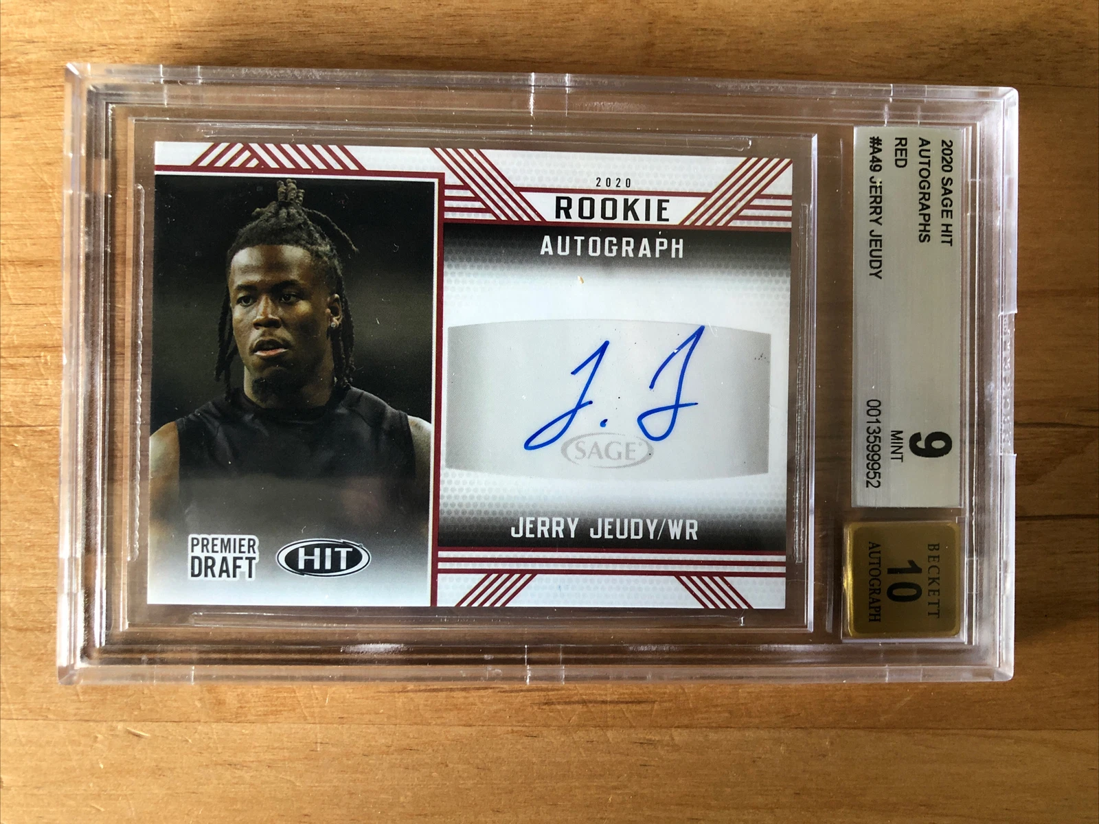 Jerry Jeudy Sage Hit Premier Draft Rookie Autograph #A49 Red