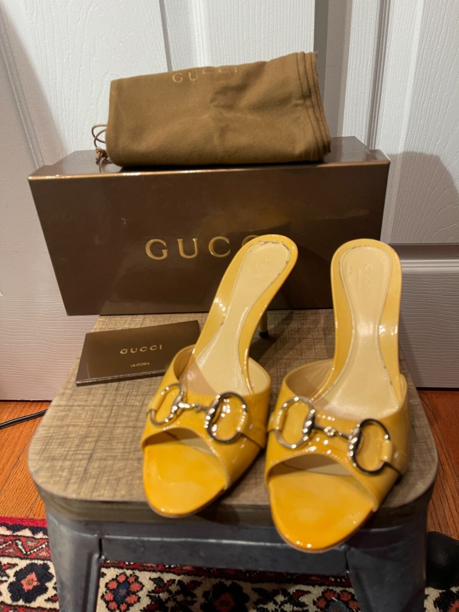 Gucci heels vitello vernice soft yellow