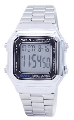 Casio Digital Edelstahl Alarm Chrono LED-Licht Doppelzeit A178WA-1ADF Herrenuhr