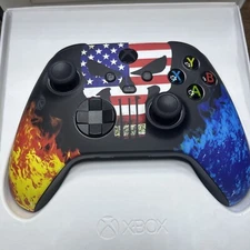 DreamController OG Xbox Wireless Special Edition Hydro Dipped Fire&Ice SKULL#E14