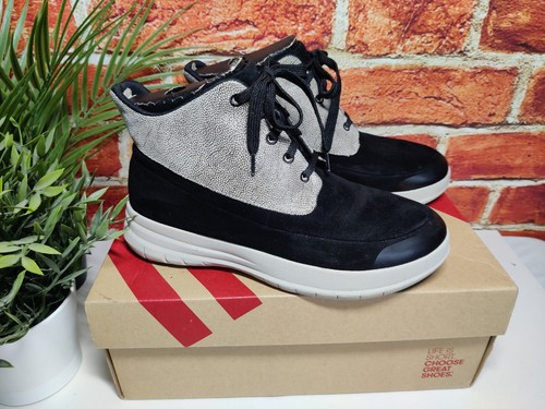 WOMENS FITFLOP UK 5 EU 38 BLACK STONE PEPPLE PRINT SPORTY-POP HIGH TOP TRAINERS - Picture 3 of 6